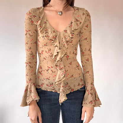 Y2K Floral Mesh Whimsy Top (S)