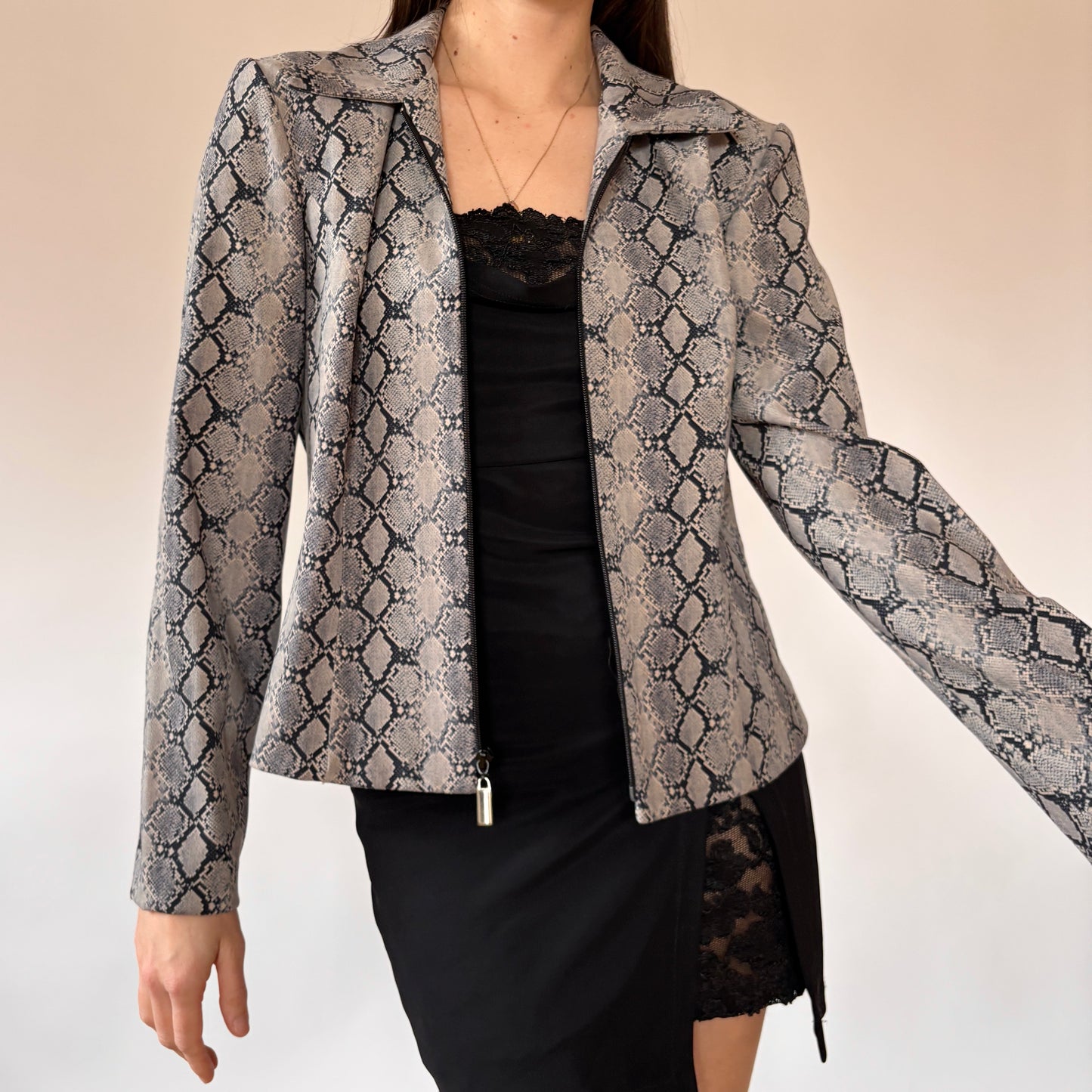 Y2K Snakeskin Printed Jacket (M)