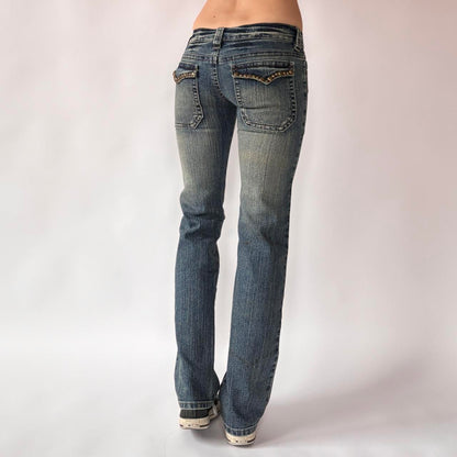 Y2K Low Rise Studded Bootcut Jeans (XXS)