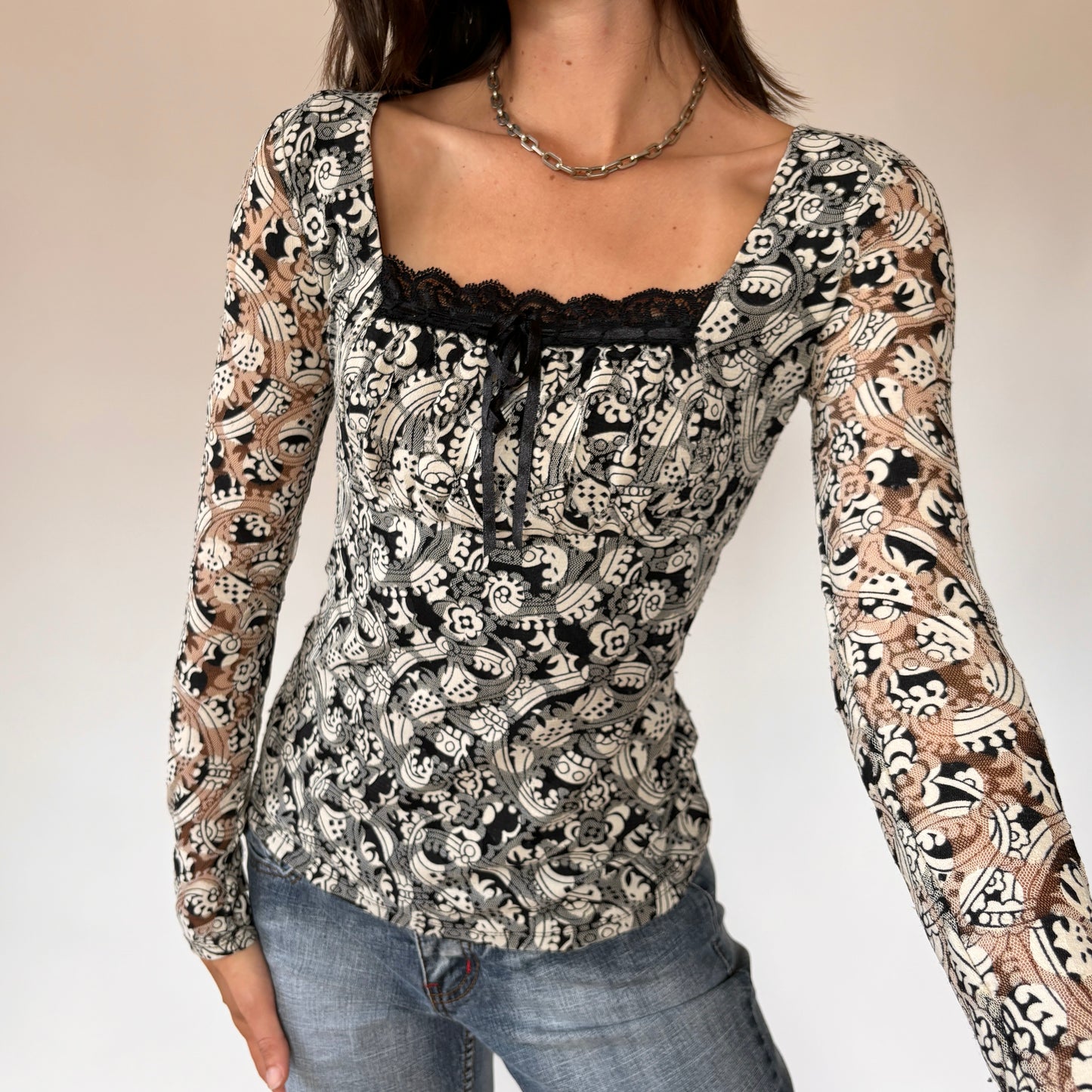 Y2K Mesh Longsleeve Top (XS/S)