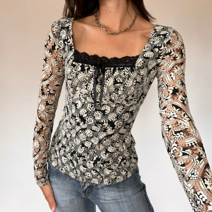 Y2K Mesh Longsleeve Top (XS/S)