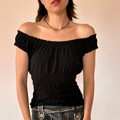 90s Noir Milkmaid Top (S/M)