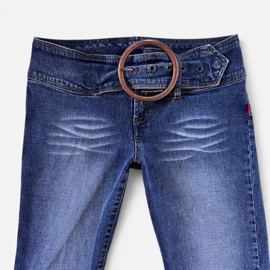 Y2K O-Ring Belted Low Rise Jeans (XS)