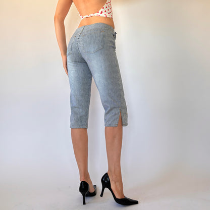 Y2K Pinstripe Denim Capris (XS)