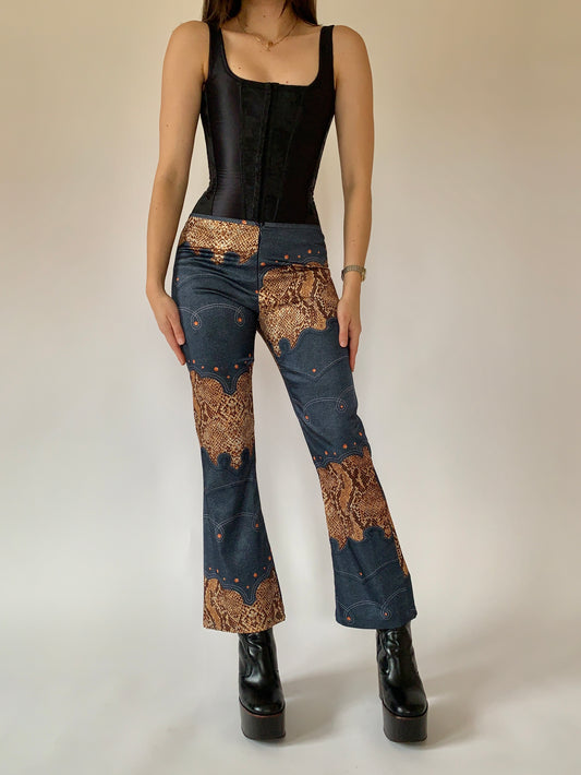 Vintage Snake & Denim Print Pants - S/M