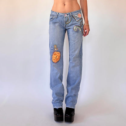 Y2K Embroidered Jeans (M)