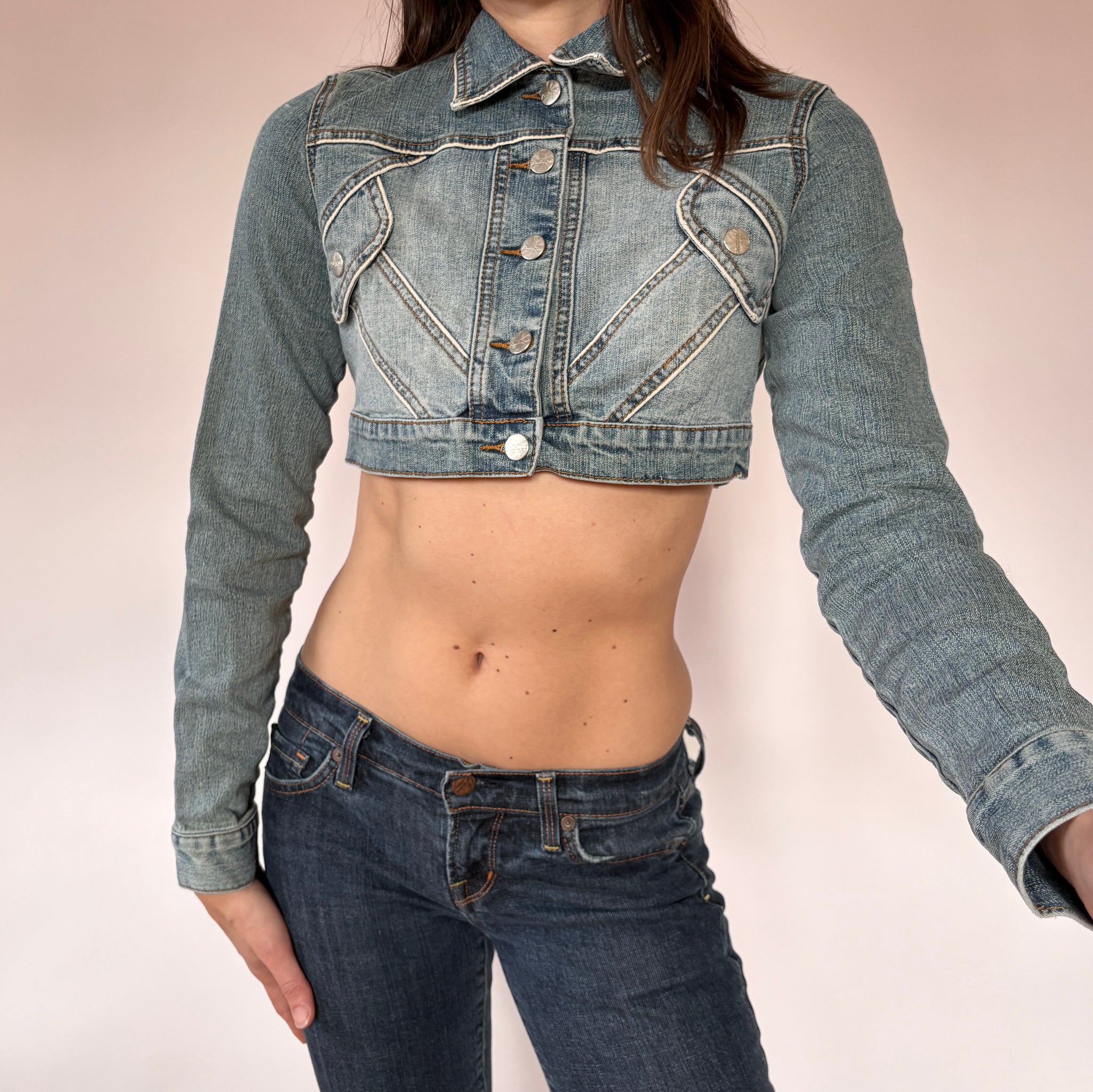 Y2K Cropped Denim Jacket (XS/S)