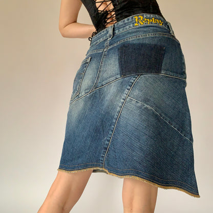 Y2K Patchwork Denim Skirt (M)