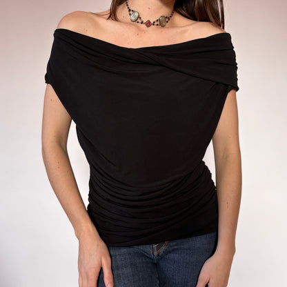 Y2K Noir Cowl Neck Top (M)