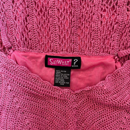 Y2K Pink Crochet Tank (S/M)