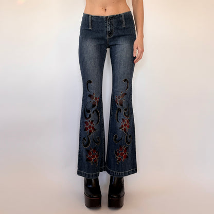 Y2K Embellished Low Rise Jeans (XS)