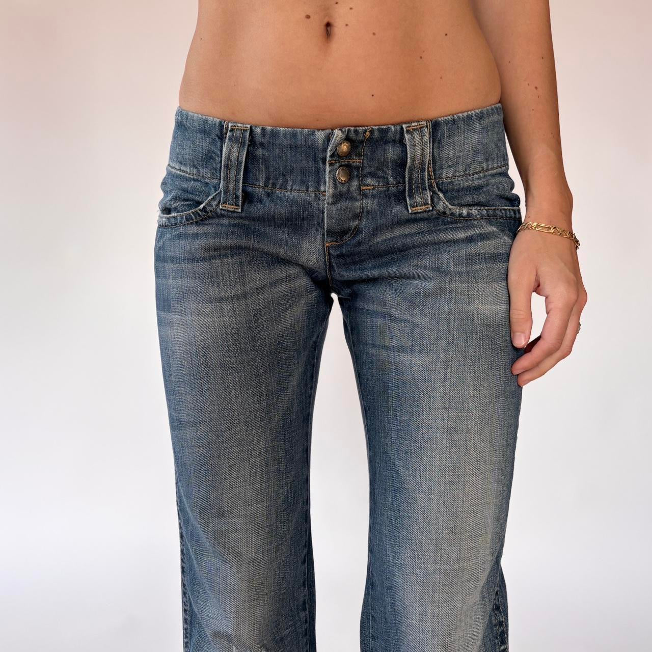 Y2K Ultra Low Rise Straight Leg Jeans (XXS)
