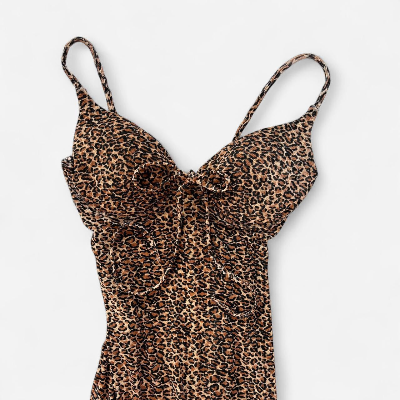 90s Slinky Leopard Maxi Dress (M)