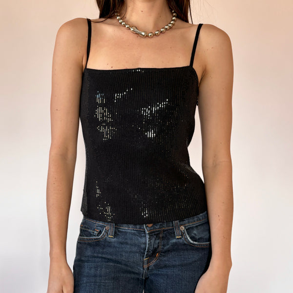 Y2K Noir Sequin Cami (XS/S)