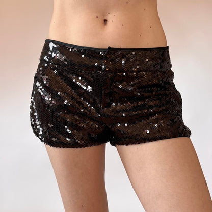 2000s Noir Sequin Low Rise Shorts (M)
