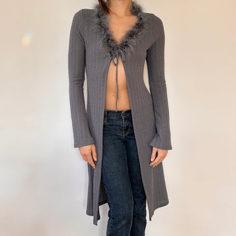 Y2K Feather Trim Cardigan (XS/S)