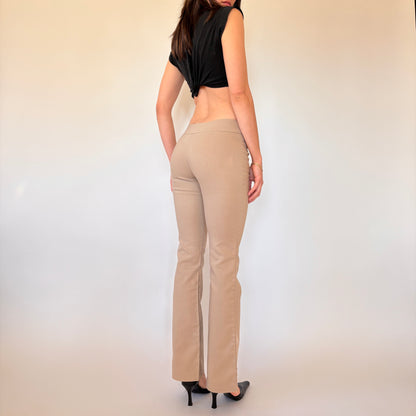 Y2K Nude Flare Trousers (XXS/XS)