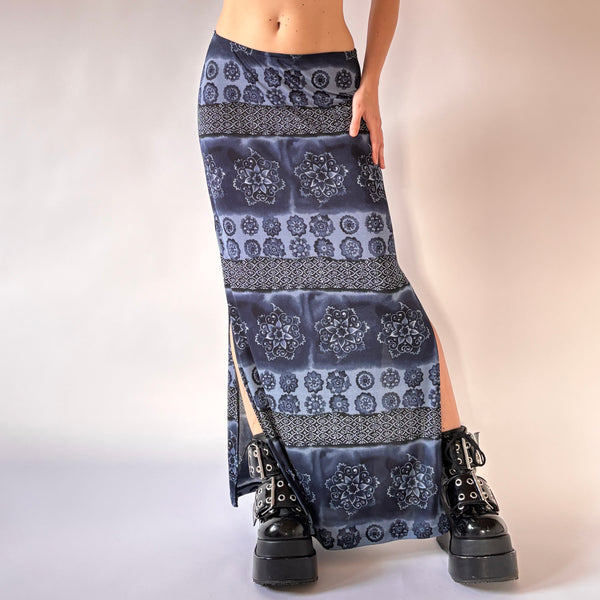 90s Slinky Blue Maxi Skirt (S)