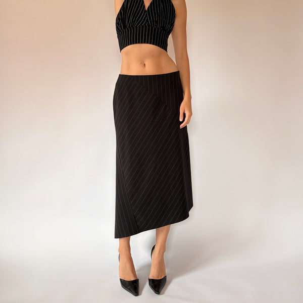 90s Asymmetrical Pinstripe Skirt (M)