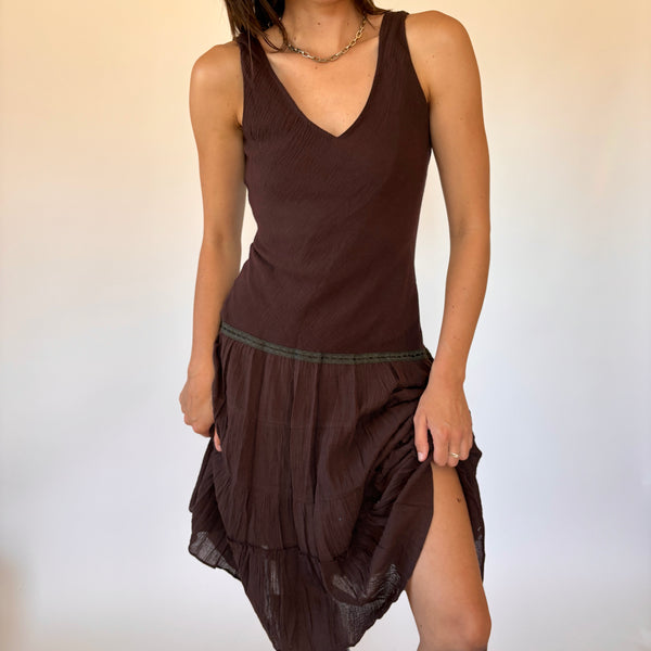 Y2K Chocolate Drop Waist Dress (S/M)