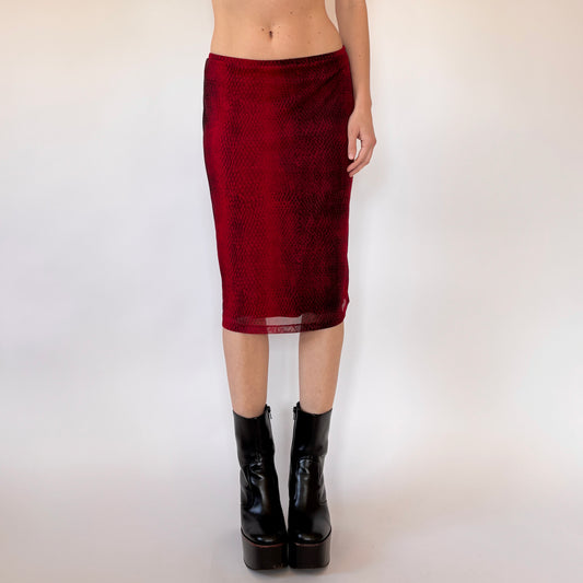 90s Snakeskin Mesh Midi Skirt (S/M)