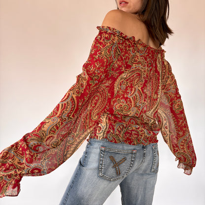 Y2K Paisley Blouse (M/L)