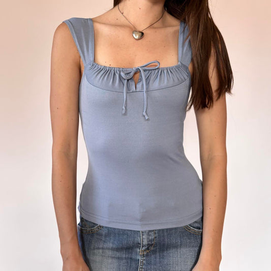 90s Powder Blue Flirty Top (S)