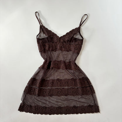 2000s Chocolate Lace Slip (S)