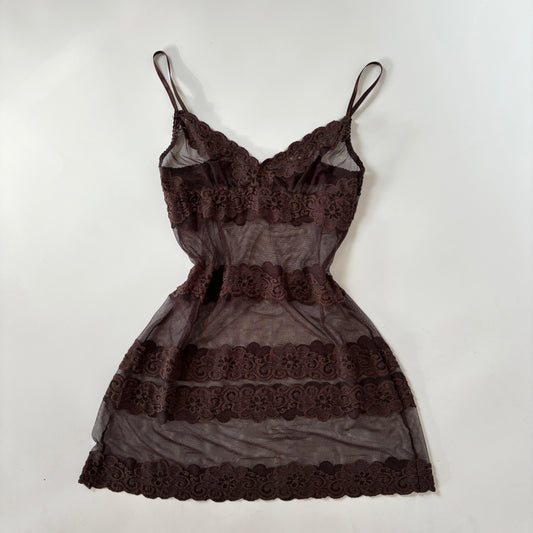 2000s Chocolate Lace Slip (S)