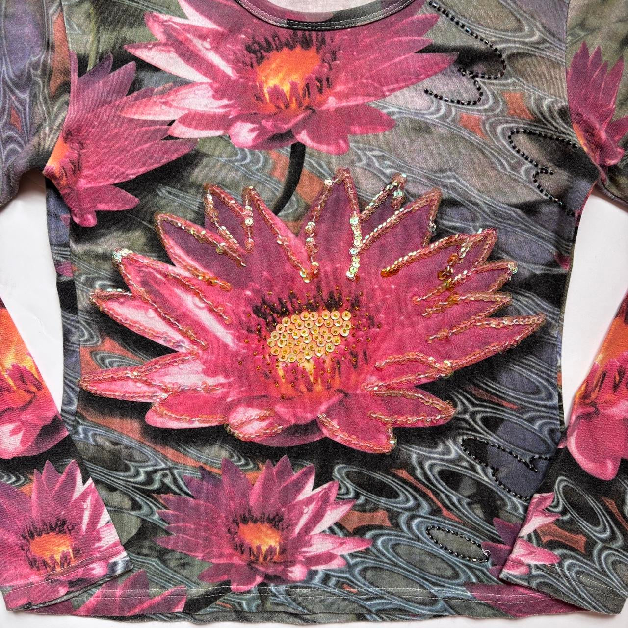 Y2K Water Lily Longsleeve Top (S/M)