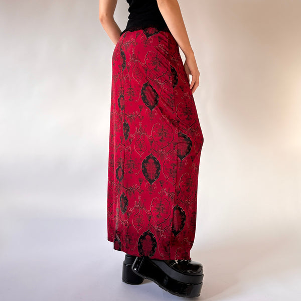 90s Slinky Red Maxi Skirt (S)