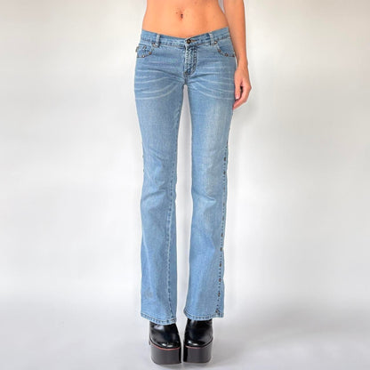 Y2K Low Rise Rivet Studded Jeans (XS)