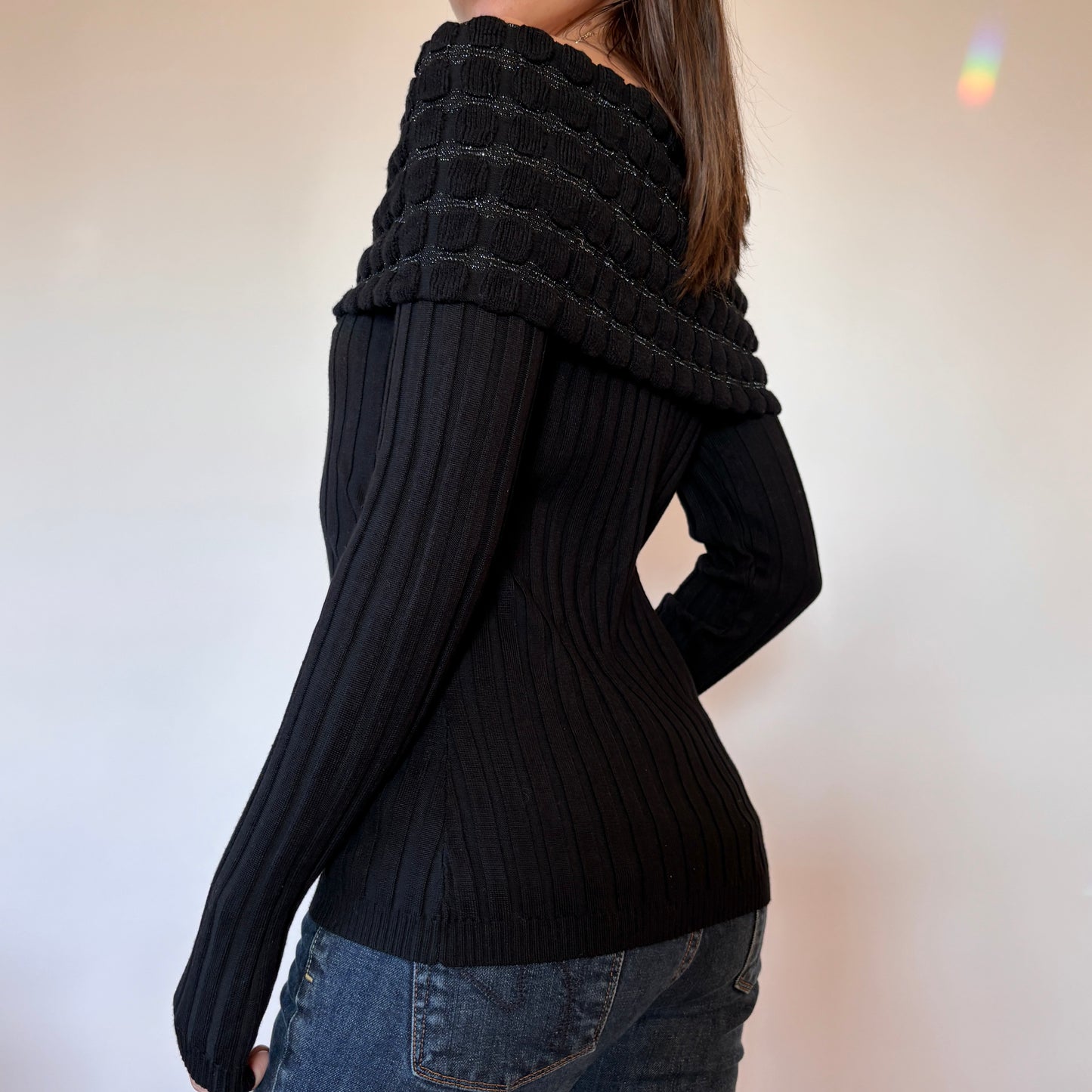 Y2K Off Shoulder Sweater Top (M)