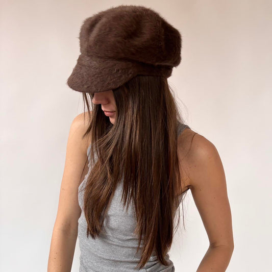 Angora Newsboy Cap