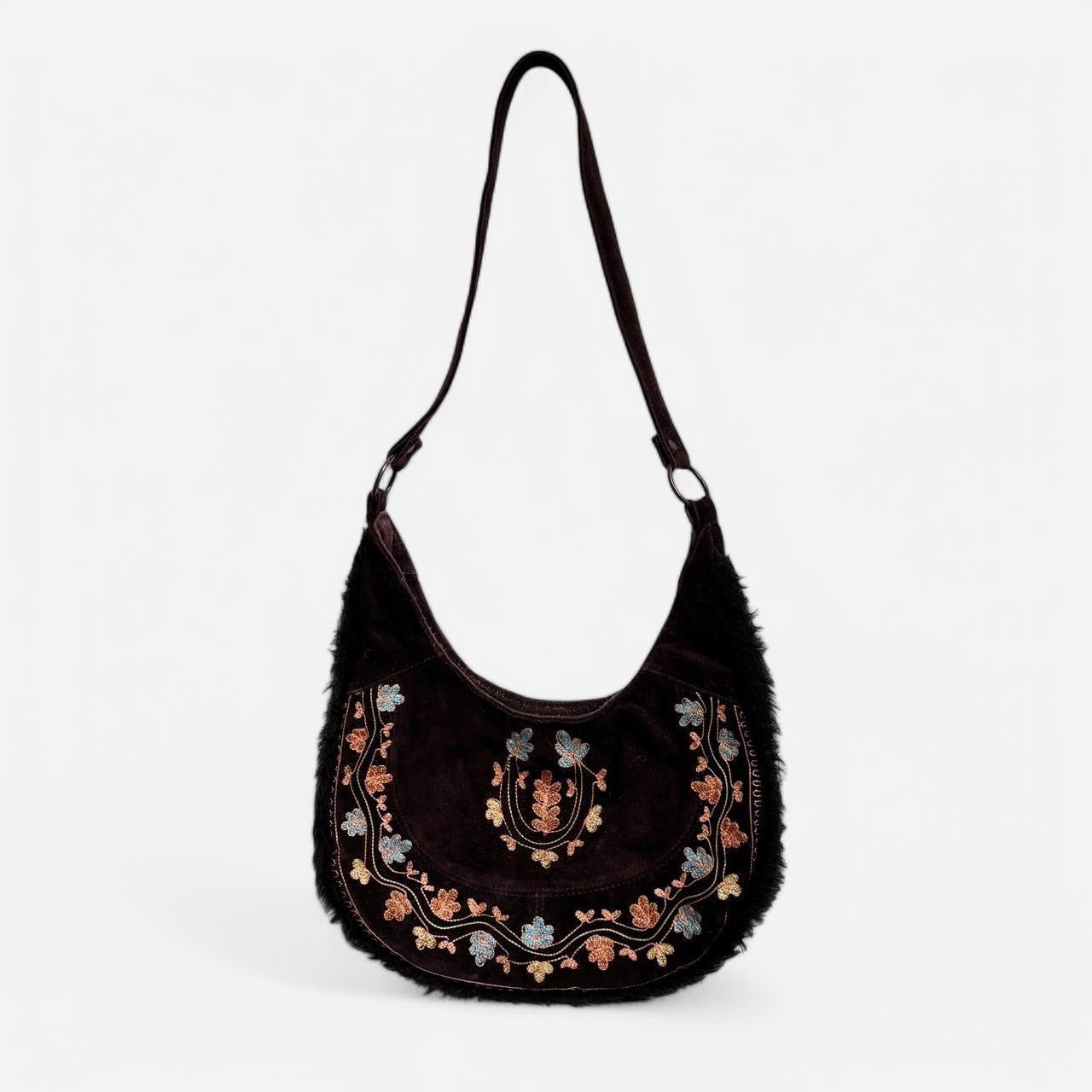 Y2K Does 70s Embroidered Suede Purse