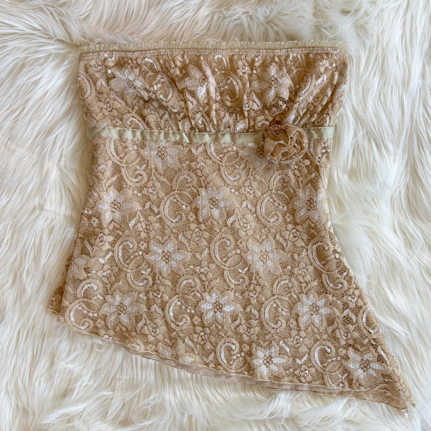 Y2K Lacy Strapless Top (S/M)