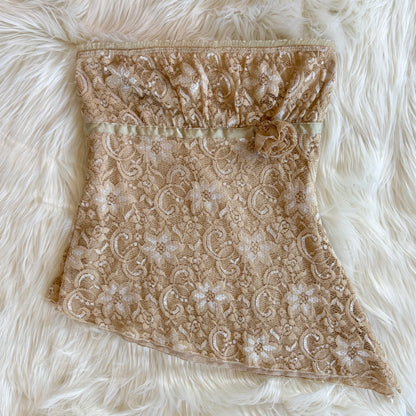 Y2K Lacy Strapless Top (S/M)
