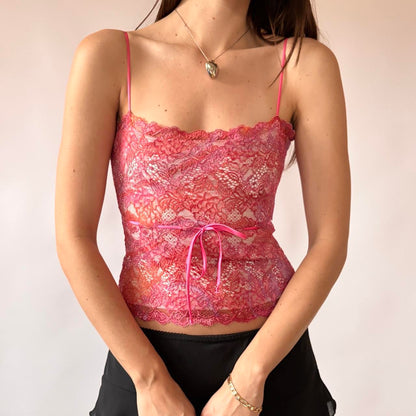 Y2K Pink Lacy Cami Top (XS/S)