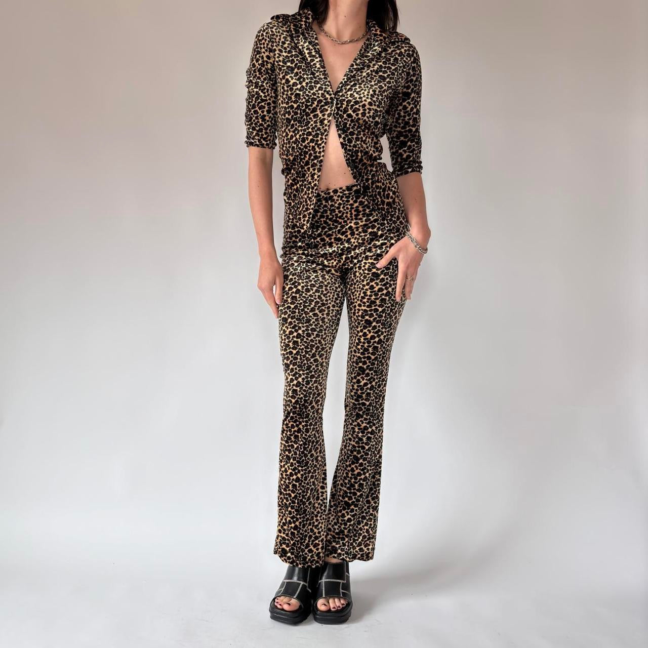 90s Leopard Velvet Two-Piece Set (S)