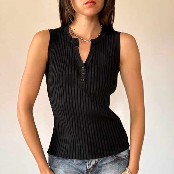 2000s August Silk Ribbed Tank (M)