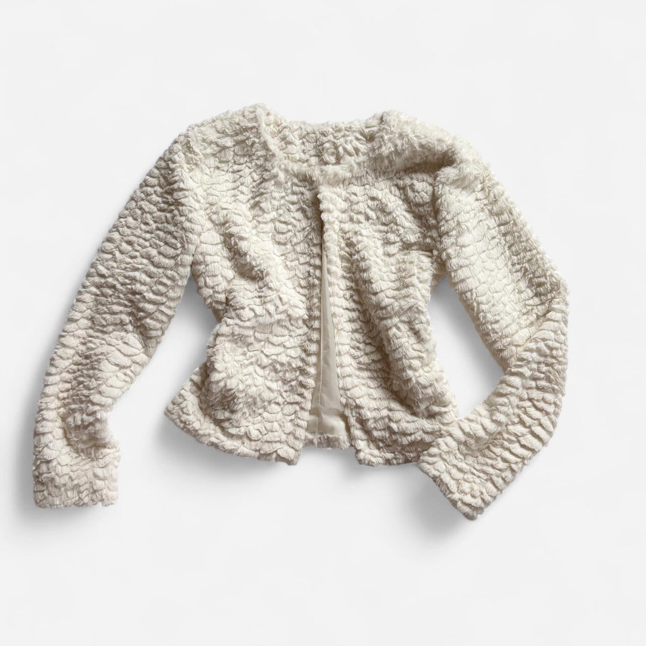 White Faux Fur Jacket (M)