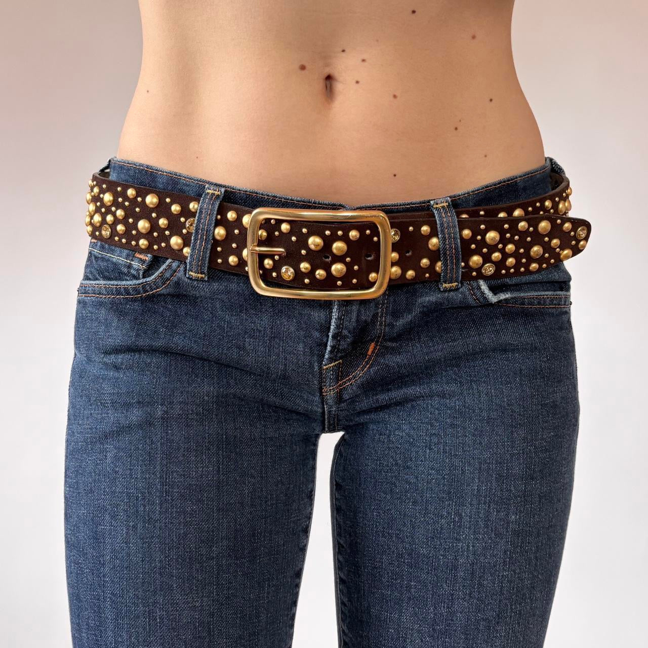 Y2K Suede Studded Belt (L/XL)