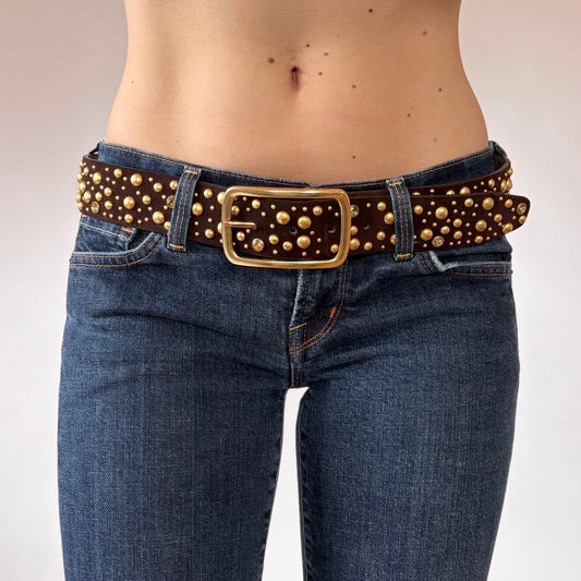 Y2K Suede Studded Belt (L/XL)