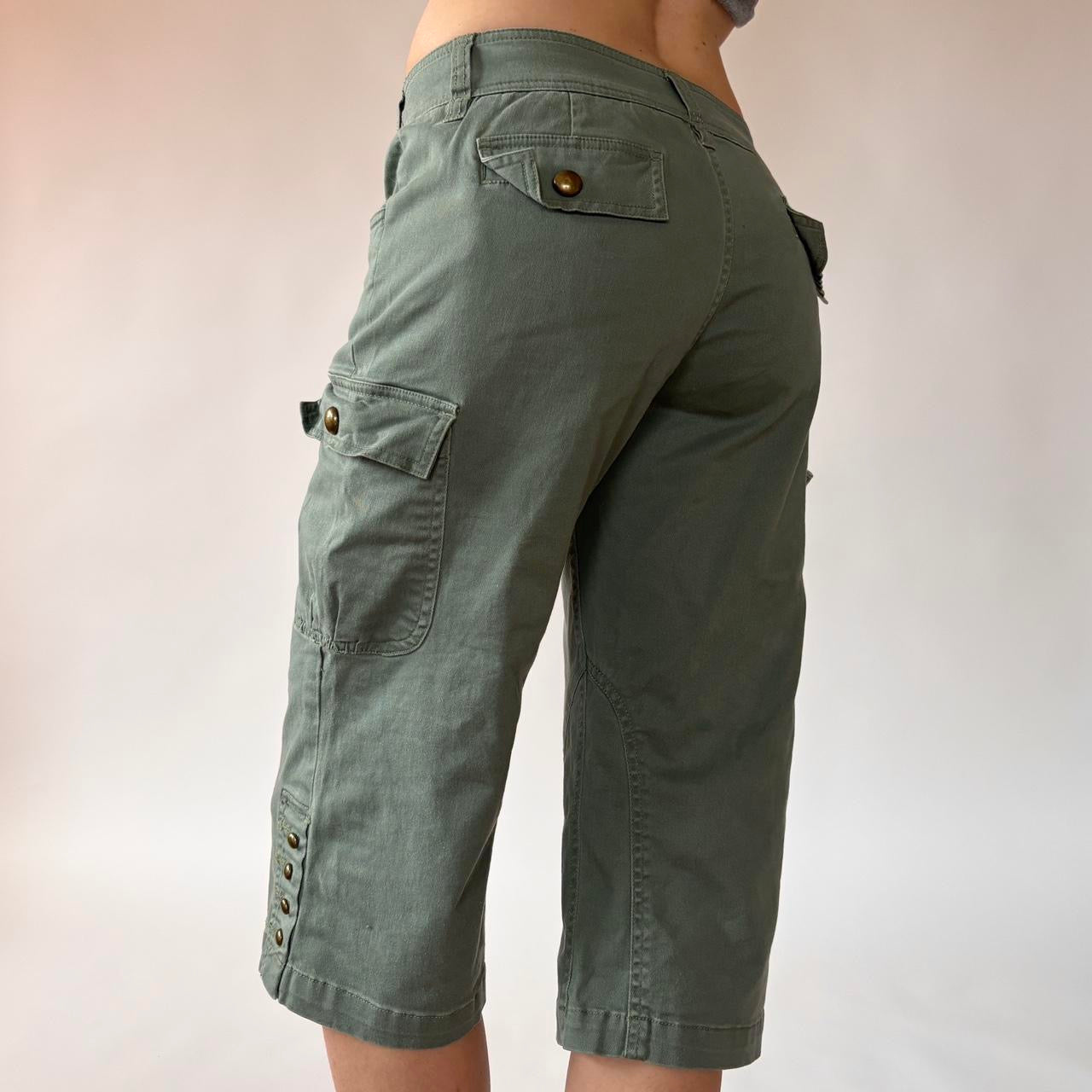 Y2K Olive Cargo Capris (XS/S)