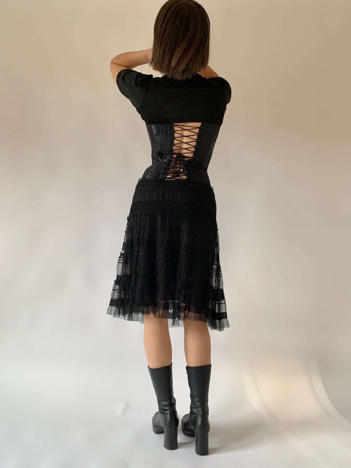 Vintage 1990s Noir Mesh Midi (M/L)