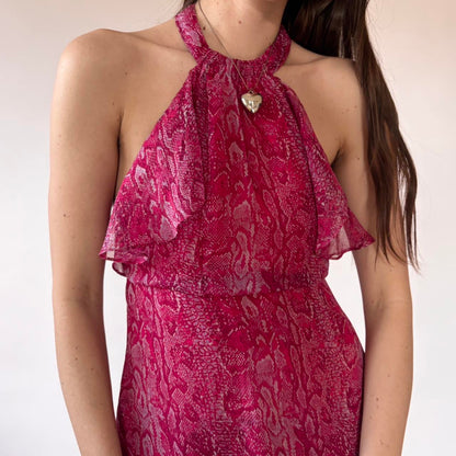 BCBG Silk Snakeskin Halter Top (XS)