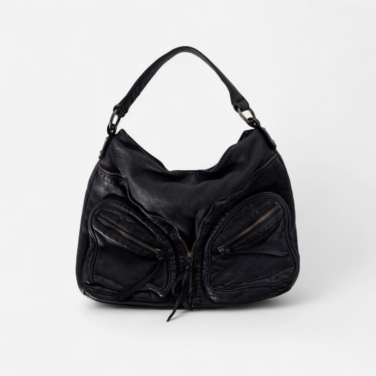 2000s Black Slouchy Leather Bag