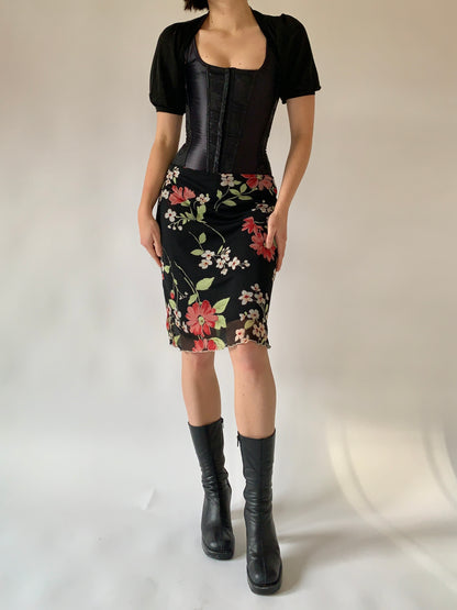 Vintage 1990s Floral Mesh Midi (S/M)