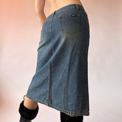 Y2K Denim Midi Skirt (S)