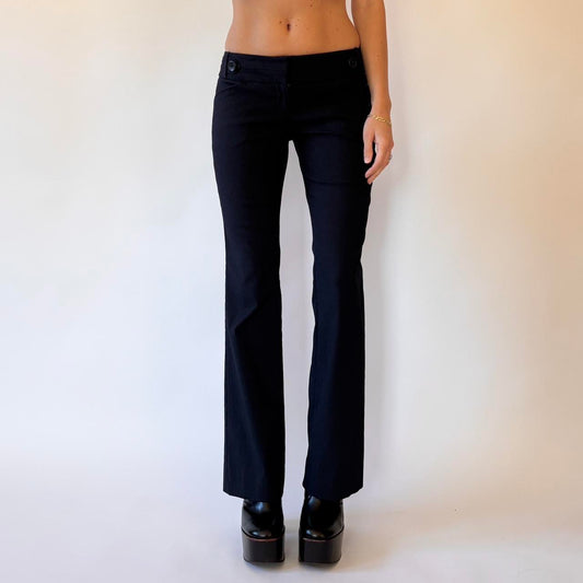 Y2K Low Rise Navy Pinstripe Trousers (XXS/XS)